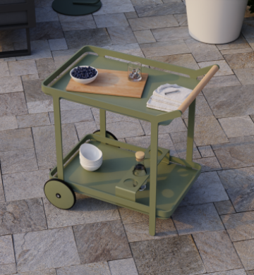 Stylish & Durable Imola Outdoor Bar Cart – Eucalyptus Green