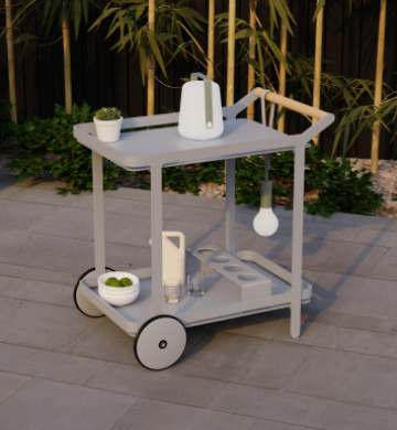 Elegant Imola Outdoor Bar Cart – Matt Silver Grey